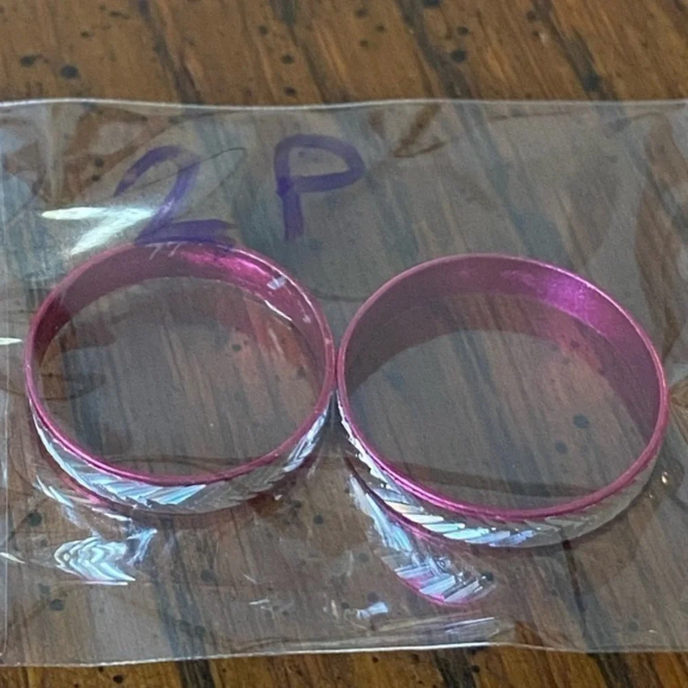 NEW - Fine Fashion Unisex Lightweight Aluminum 2 Count Rings (Purple / 16-19MM)